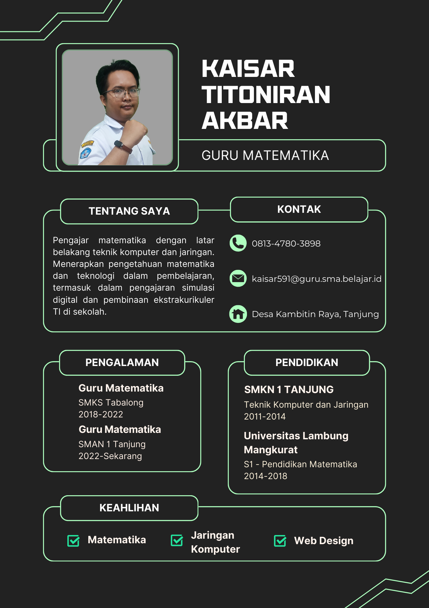 Curriculum Vitae Kaisar Titoniran Akbar - Guru Matematika dengan Spesialisasi Teknologi